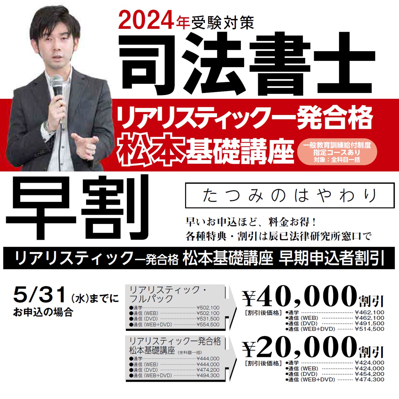 2024年 司法書士 リアリスティック松本基礎講座 民法 全31回 DVD通信